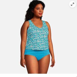 Lands' End Womens Large D Chlorine Resistant V-neck Fauxkini One Piece Swimsuit